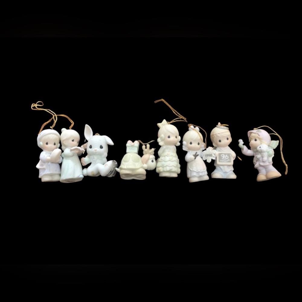 Precious Moments Christmas Holiday Ornaments Lot of 8, No Box, Various 1988-‘00